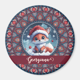 Imã Natal Personalizado Kawaii Fox Dot Mandala