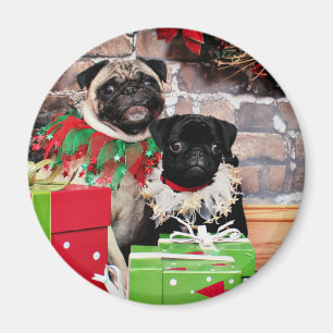 Imã Natal - Pug - Daisy Mae e Lily Lou