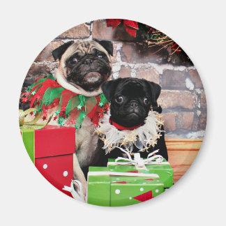 Imã Natal - Pug - Daisy Mae e Lily Lou