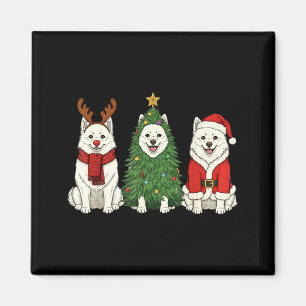 Imã Natal retrô cão esquimó americano Papai Noel Rena