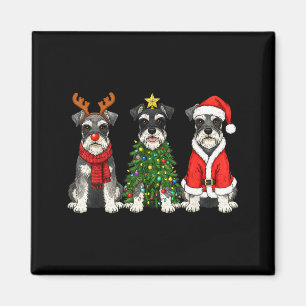 Imã Natal Retro Miniatura Schnauzer Papai Noel Rena