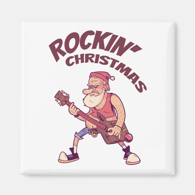 Imã Natal Rockeando, Papai Noel rockeando com Guitarra (Frente)