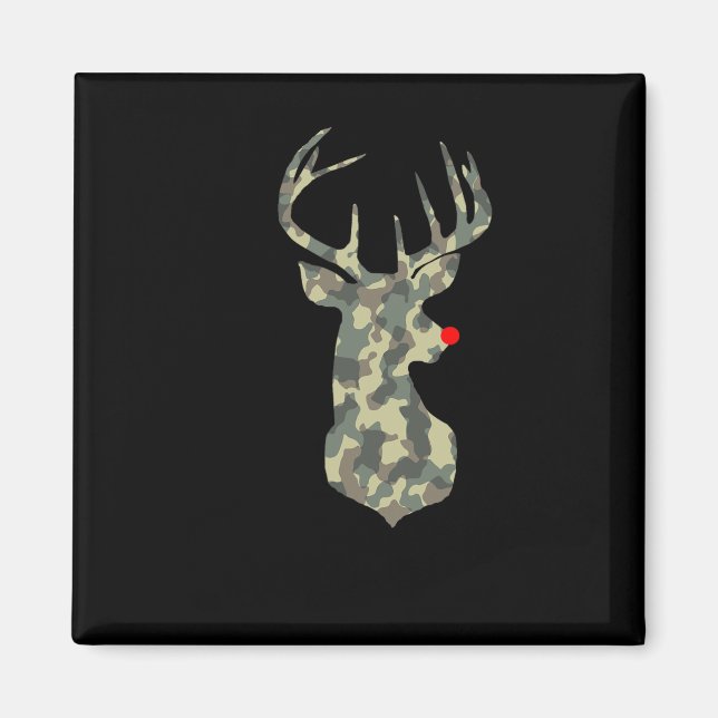 Imã Natal Rudolf Reindeer Red Nose Camo Hu (Frente)