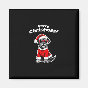 Imã Natal Schnauzer Divertido Cachorro Papai Noel Fest