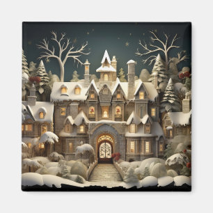 Imã Natal Snowy Manor Storybook Wonderland