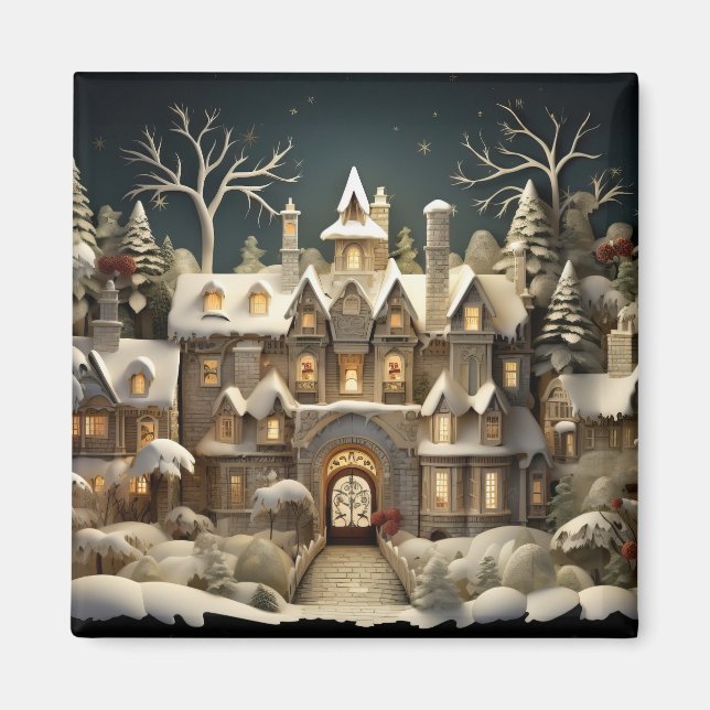 Imã Natal Snowy Manor Storybook Wonderland (Frente)