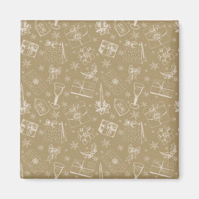 Imã natal vintage desenhado (Frente)