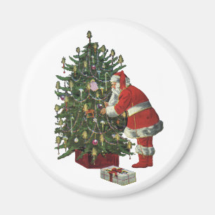 Imã Natal vintage, Papai Noel com presentes