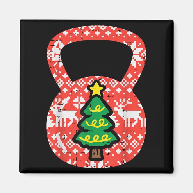 Imã Natal Workout Kettlebell Xmas Gym Exercício Wom (Frente)