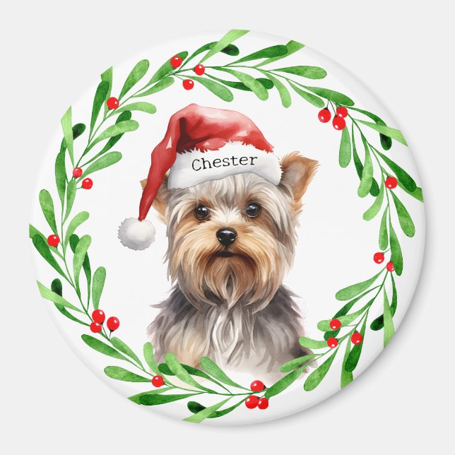 Imã Natal Yorkie Yorkshire Terrier Holidays (Frente)