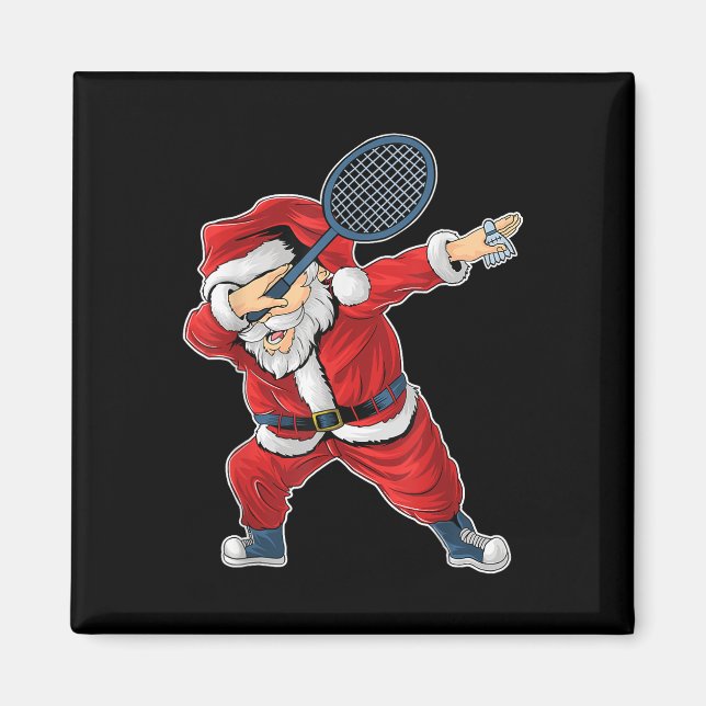 Imã Natalina de Badminton com Santa Claus Dabbing com  (Frente)
