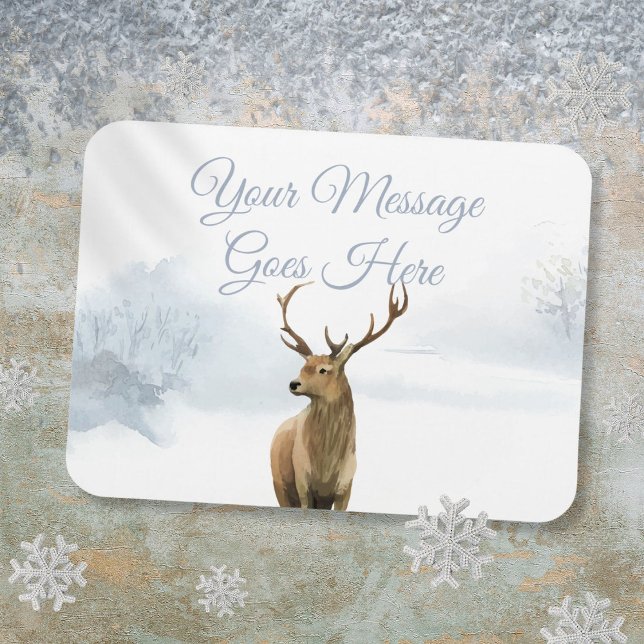 Ímã Natalina Floresta de Inverno Cervo Férias de Natal (Custom Winter Woodland Stag Christmas Holidays Magnet)