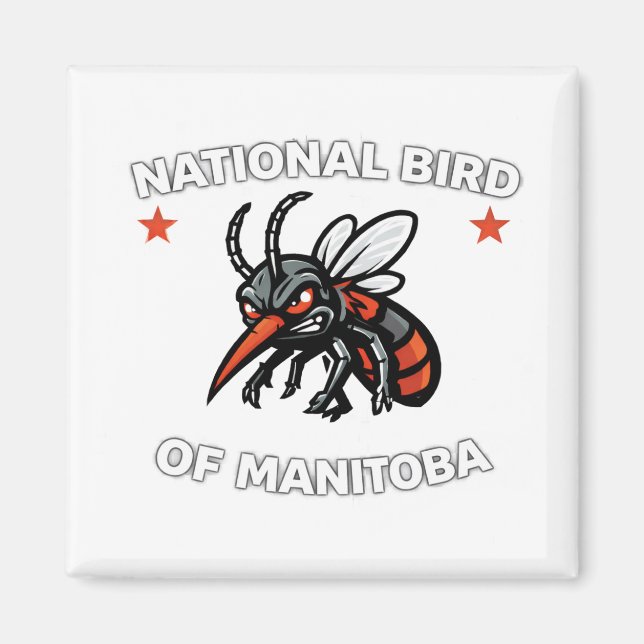 Imã National Bird of Manitoba Funny Mosquito 2" Square (Frente)