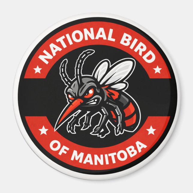 Imã National Bird of Manitoba Funny Mosquito 3" magnet (Frente)