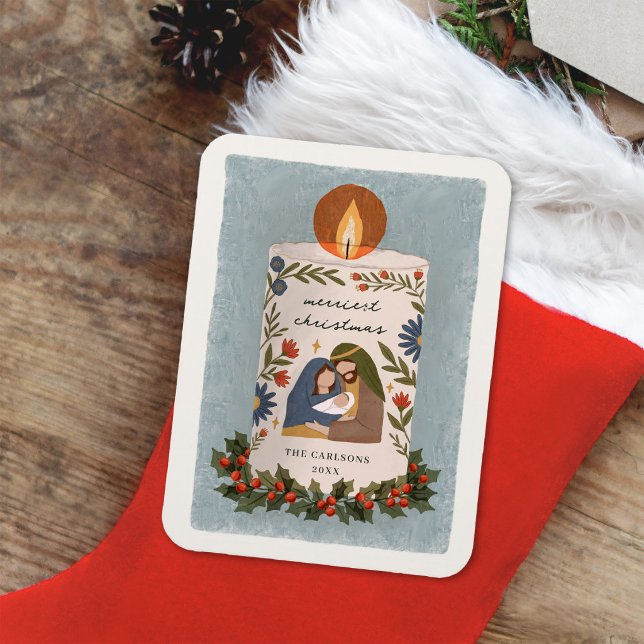 Ímã Natividade Rústica Natal Cristão (Criador carregado)