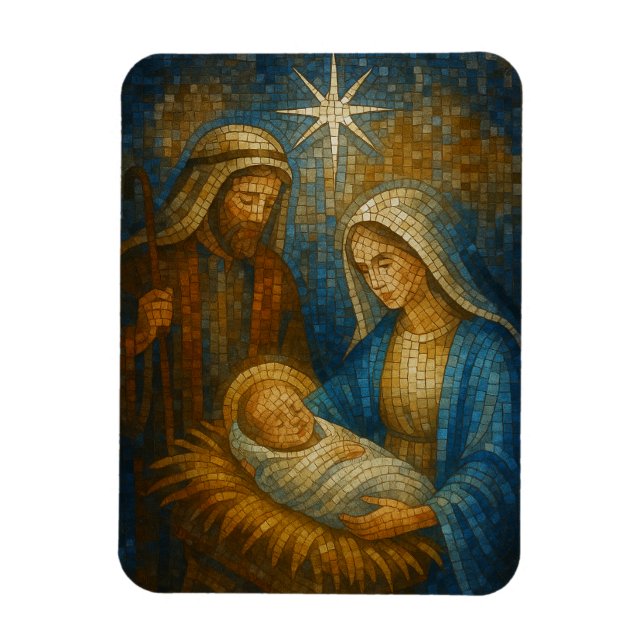 Ímã Nativity Stained Glass Mosaic | Holy Family  (Vertical)