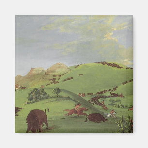 Imã Nativos americanos vintage, Caçada ao Búfalo por C