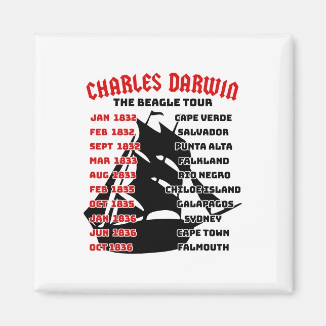 Imã Naturalista Charles Darwin Beagle Meme Tour Earth  (Frente)