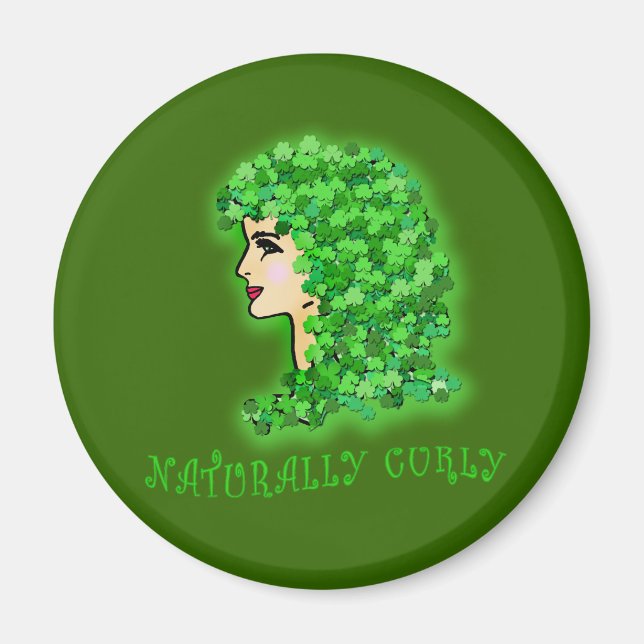 Imã Naturalmente, Curly! Com Shamrocks Irlandeses (Frente)