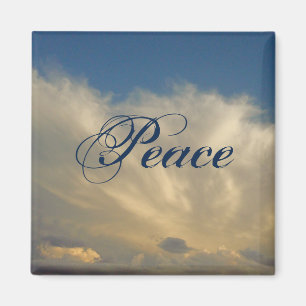 Imã Natureza da Foto da Nuvem Fluffy White do Peace Bl