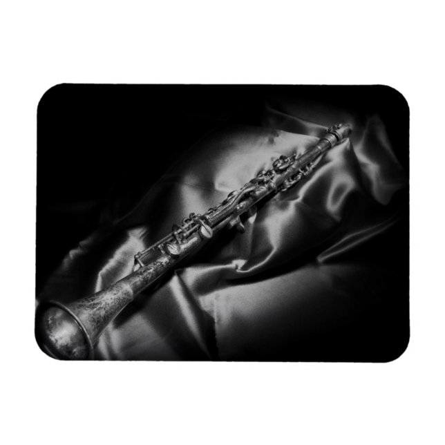 Ímã Natureza-morta de clarinete antigo, P&B (Horizontal)