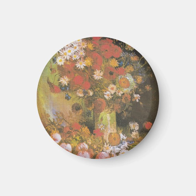 Imã Natureza-morta floral de Van Gogh Papoulas vermelh (Frente)