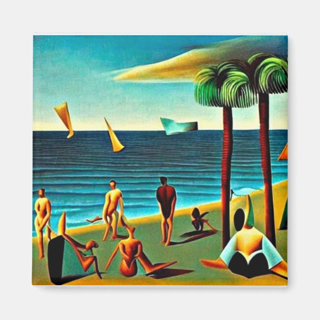 Imã Naturistas na praia (Frente)