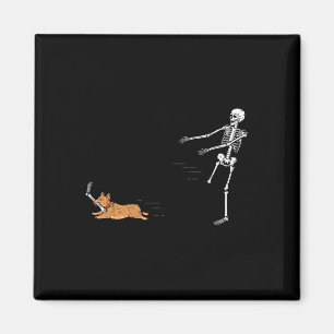 Imã Naughn Corgi Dog Diversão Skeleton Halloween