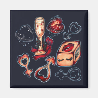 Imã Naughty Dice & Champagne Adult Humor Dark Romance 