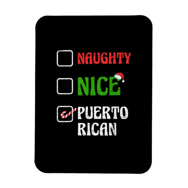 Ímã Naughty Nice Puertorican Santa Holiday Sweet  (Vertical)