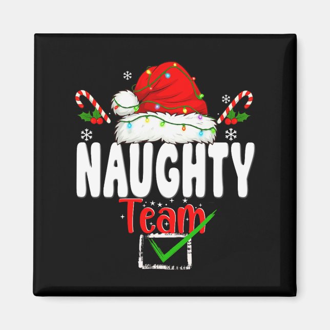 Imã Naughty Or Nice Team Matching Christmas Pajama Men (Frente)