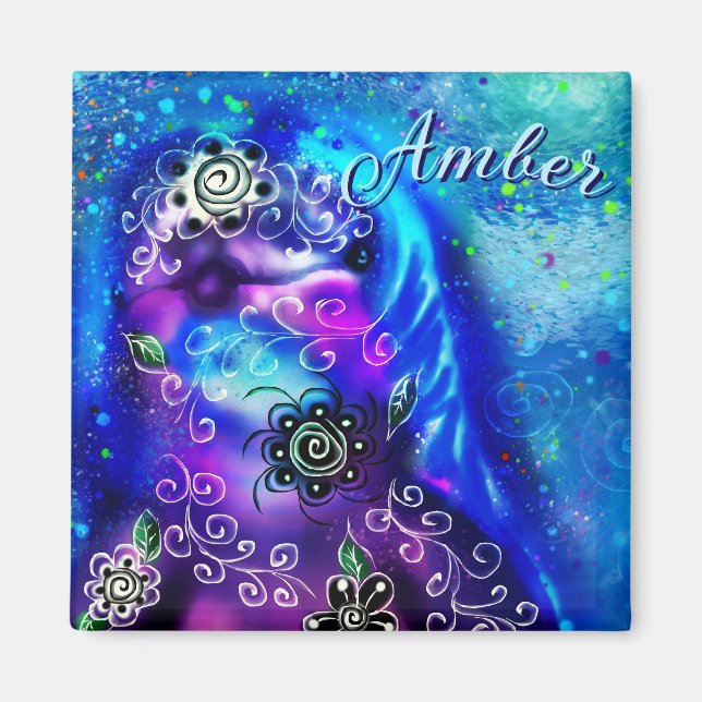 Imã Náutica Costeira de Golfinho Azul Branco (Frente)