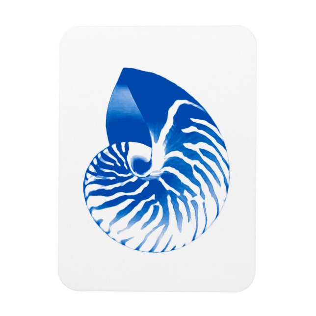 Ímã Nautilus shell - azul de cobalto e branco (Vertical)