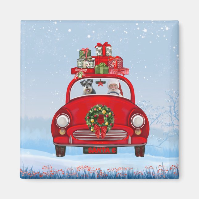 Imã Nauzer Cachorro No Carro Com Papai Noel (Frente)