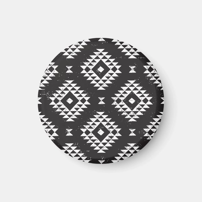 Imã Navajo Geométrico: Tribal Branco Negro. (Frente)