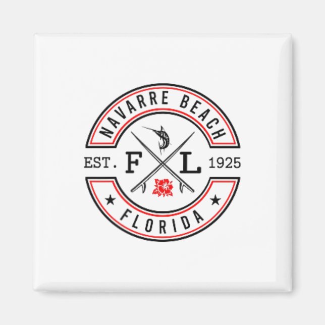 Imã Navarre Beach Florida Fl Retro Surfer Beach Front  (Frente)