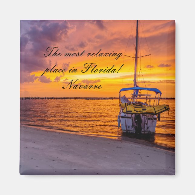 Imã Navarre Florida Fire Sunset Square Magnet (Frente)