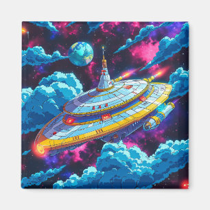 Imã Nave Espacial Alienígena de Desenho Animado