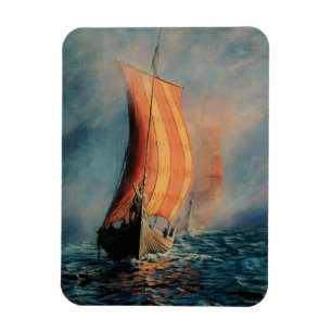 Ímã Navigação do navio de Viking no mar/oceano na