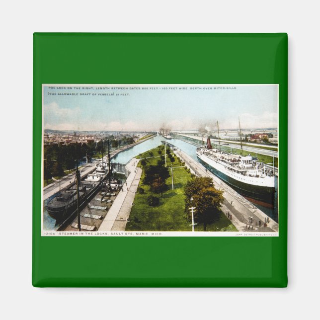 Imã Navio a vapor nos Locks, Sault Ste.Marie, Michigan (Frente)