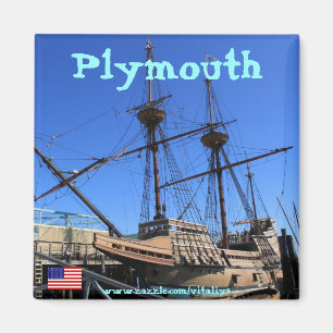 Imã Navio à vela Mayflower em Plymouth magnet design