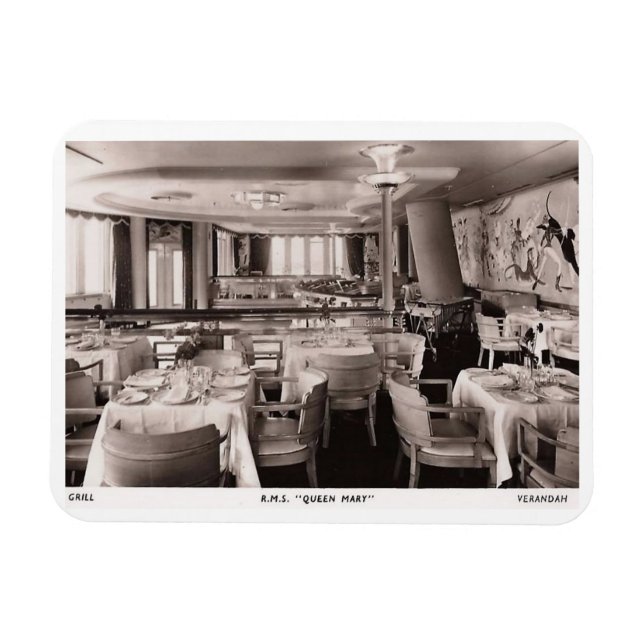 Ímã Navio de Passageiros RMS, Rainha Mary, Grill Vinta (Horizontal)