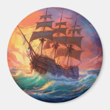 Navio De Velas Em Um Mar Tempestade