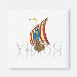 Imã Navio de Viking que reflete na água misteriosa