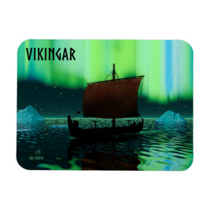 Ímã Navio e aurora boreal de Viking