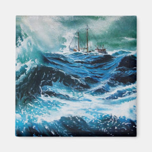 Imã Navio no mar em tempestade