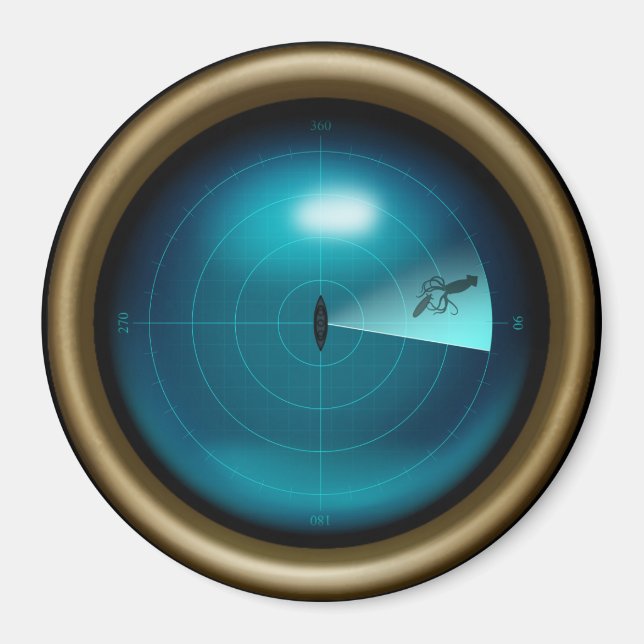 Imã Navio Sonar Giant Squid Kraken Steampunk Náutico (Frente)