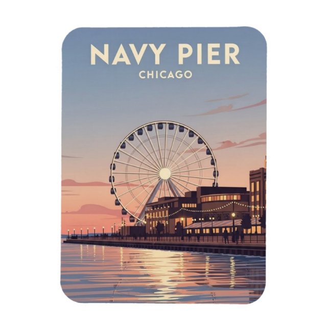 Ímã Navy Pier Chicago Illinois Travel (Vertical)