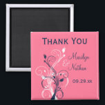 Imã Navy Pink White Floral Wedding Favor Magnet<br><div class="desc">This pink,  navy blue,  and white floral wedding favor thank you magnet matches the wedding invitation shown below. All the text is customizable so you can change it to say whatever you like. If you require any other matching items in this design,  please email your request to niteowlstudio@gmail.com.</div>