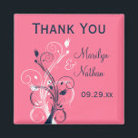 Imã Navy Pink White Floral Wedding Favor Magnet<br><div class="desc">This pink,  navy blue,  and white floral wedding favor thank you magnet matches the wedding invitation shown below. All the text is customizable so you can change it to say whatever you like. If you require any other matching items in this design,  please email your request to niteowlstudio@gmail.com.</div>